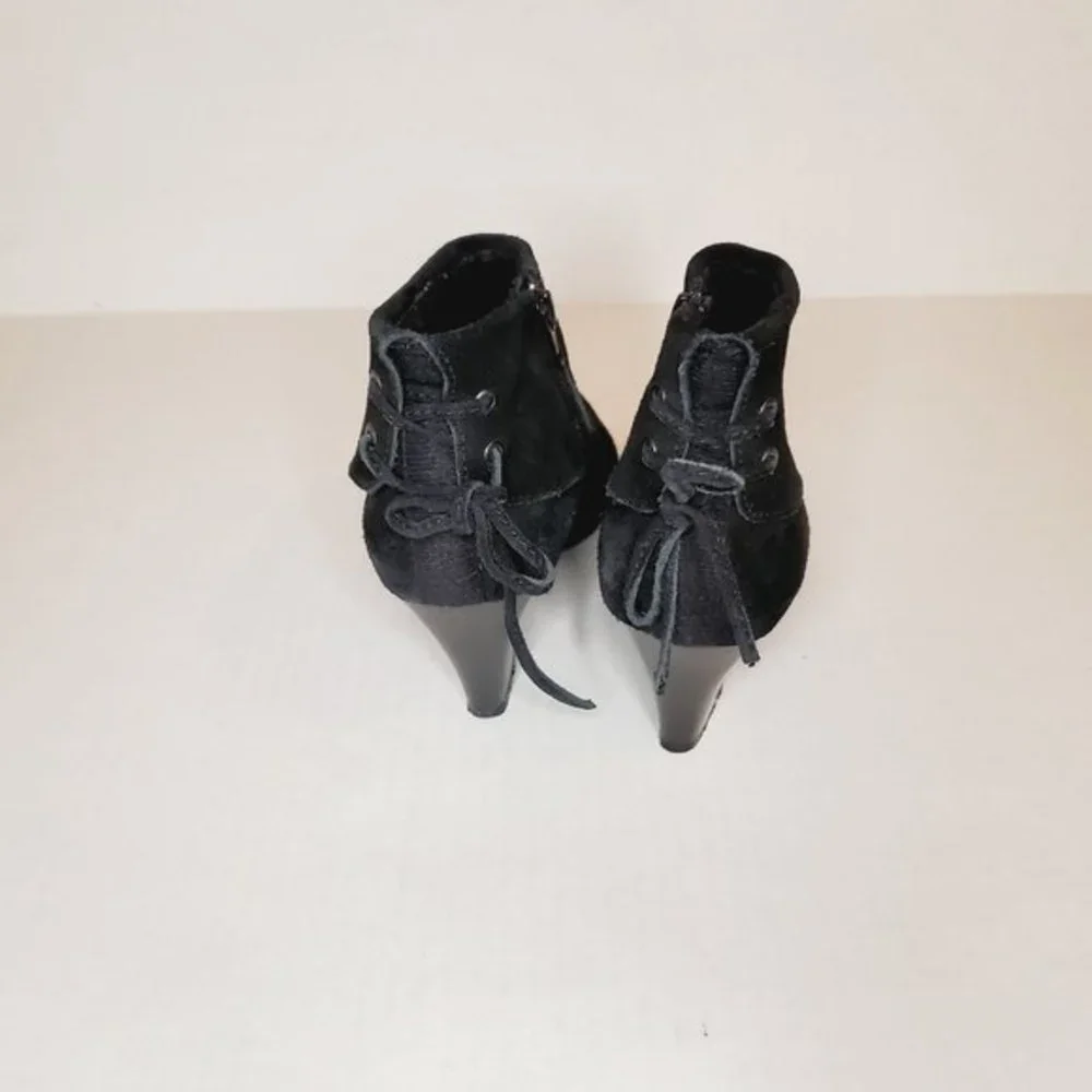 Sketcher's black suede leather fold over ankle boots